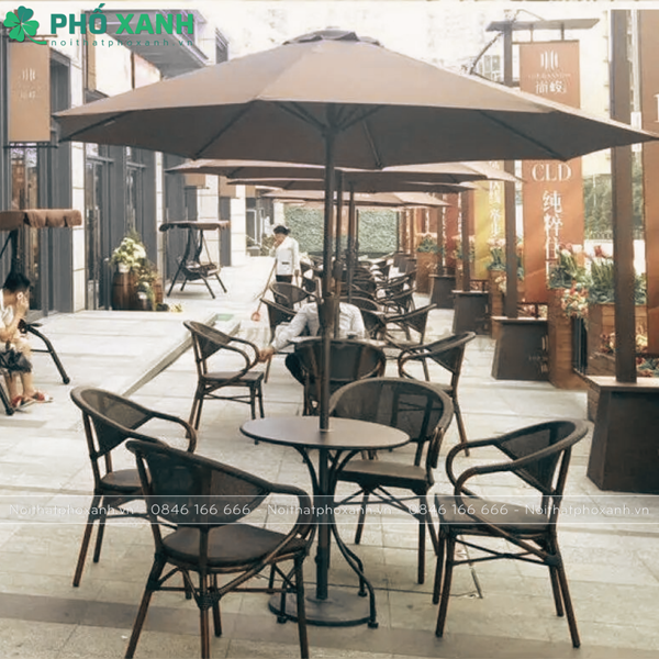 Bộ bàn ghế Textilene giả cổ cho quán cà phê sân vườn GL-GCT02