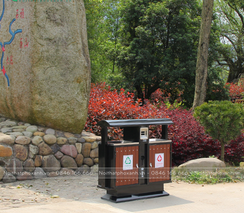 Th&ugrave;ng r&aacute;c đ&ocirc;i ngo&agrave;i trời s&acirc;n vườn TR-D