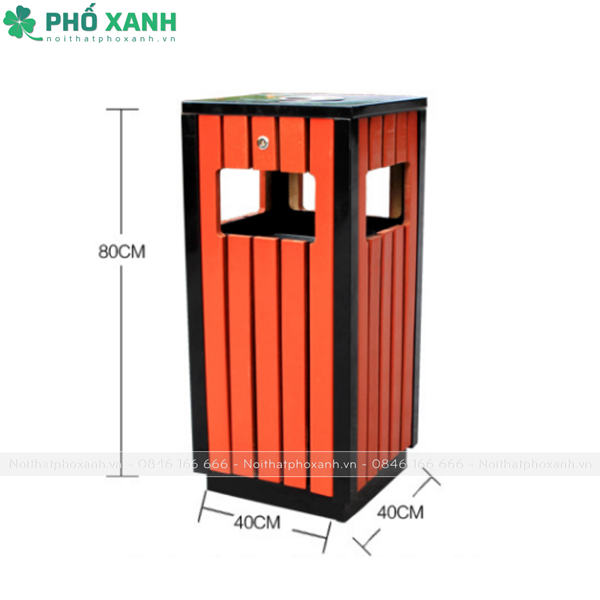 Thùng rác vuông ngoài trời sân vườn TR-V