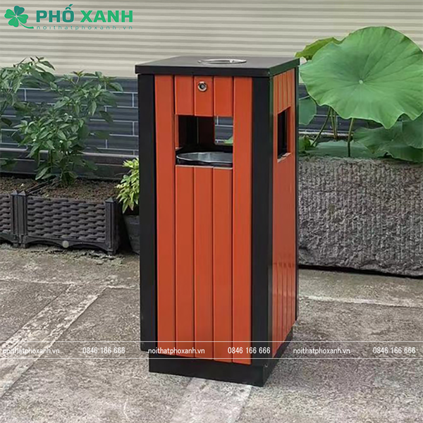 Thùng rác vuông ngoài trời sân vườn TR-V