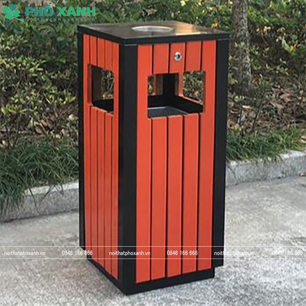 Thùng rác vuông ngoài trời sân vườn TR-V