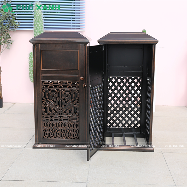 Thùng rác đơn, nhôm đúc nhập khẩu cao cấp TR-FN