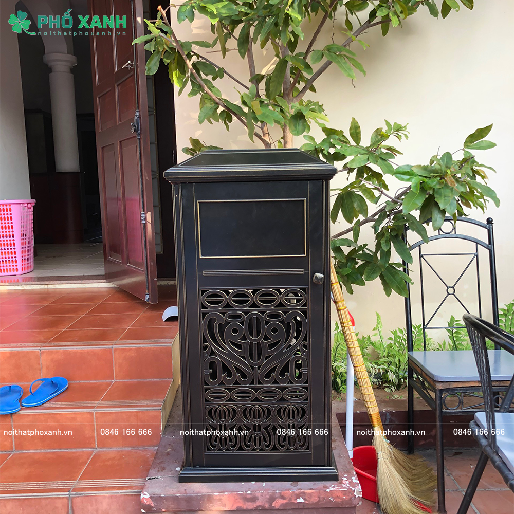 Thùng rác đơn, nhôm đúc nhập khẩu cao cấp TR-FN