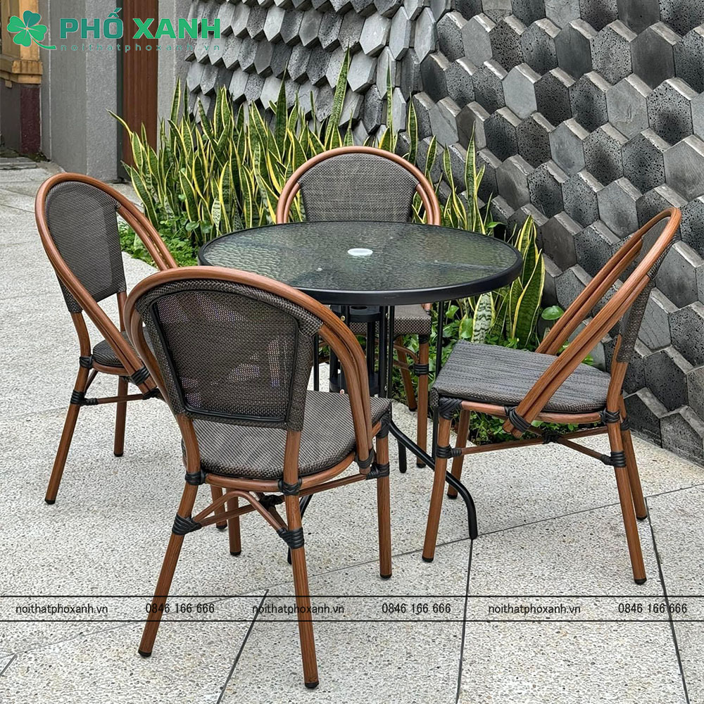 Bộ bàn ghế Textilene cafe ngoài trời GL-GCKTD
