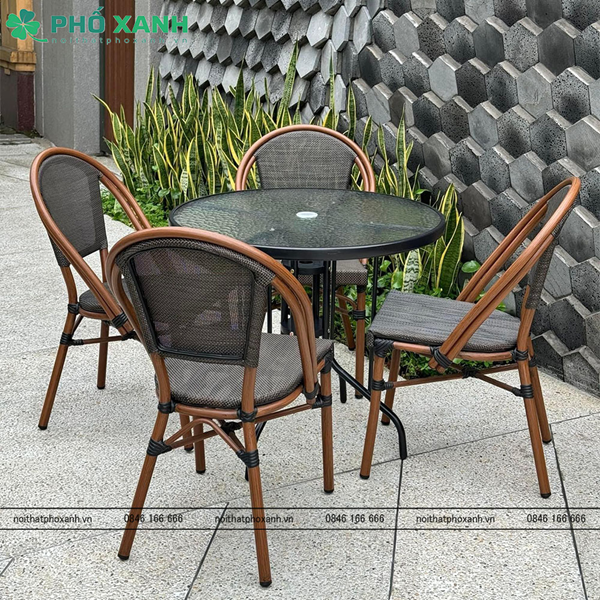 Bộ bàn ghế Textilene cafe ngoài trời GL-GCKTD
