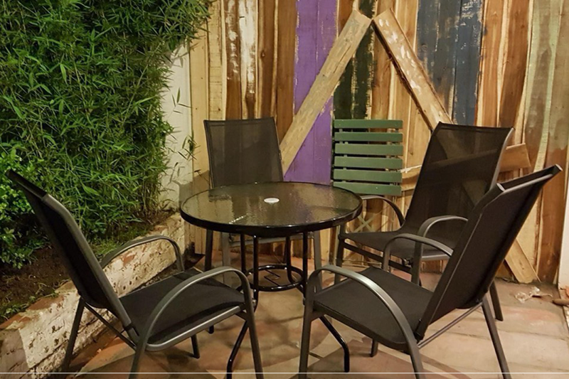 Bộ b&agrave;n ghế cafe s&acirc;n vườn lưới Textilene khung th&eacute;p BFE-80D