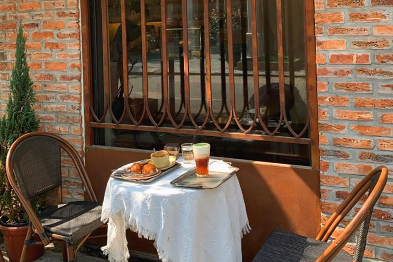 Bộ b&agrave;n ghế Textilene cafe ngo&agrave;i trời GL-GCTD