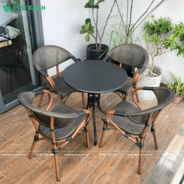 Bộ bàn ghế Textilene giả cổ cho quán cà phê sân vườn GL-GCT02