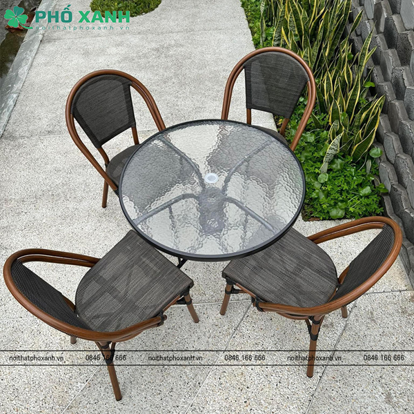 Bộ bàn ghế Textilene cafe ngoài trời GL-GCKTD
