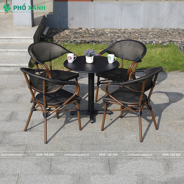 Bộ bàn ghế Textilene giả cổ cho quán cà phê sân vườn GL-GCT02
