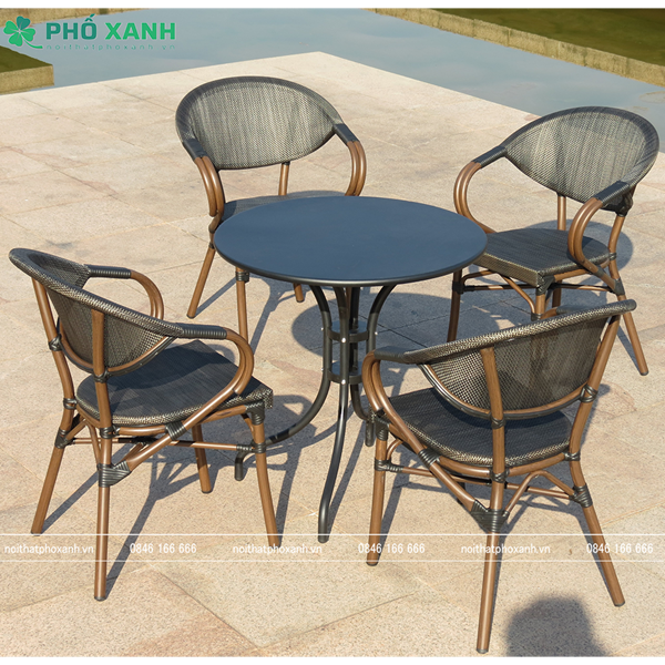 Bộ bàn ghế Textilene giả cổ cho quán cà phê sân vườn GL-GCT02