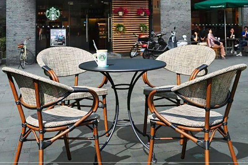 Bộ bàn ghế cafe ngoài trời Textilene giả cổ GL-GCT