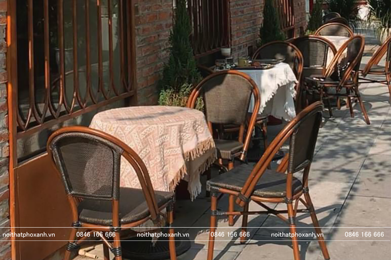 Bộ b&agrave;n ghế Textilene cafe ngo&agrave;i trời GL-GCTD