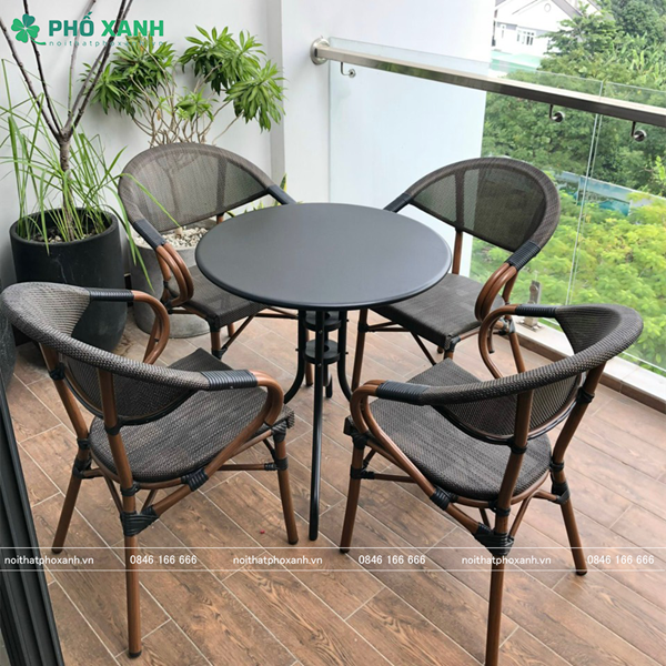 Bộ bàn ghế Textilene giả cổ cho quán cà phê sân vườn GL-GCT02
