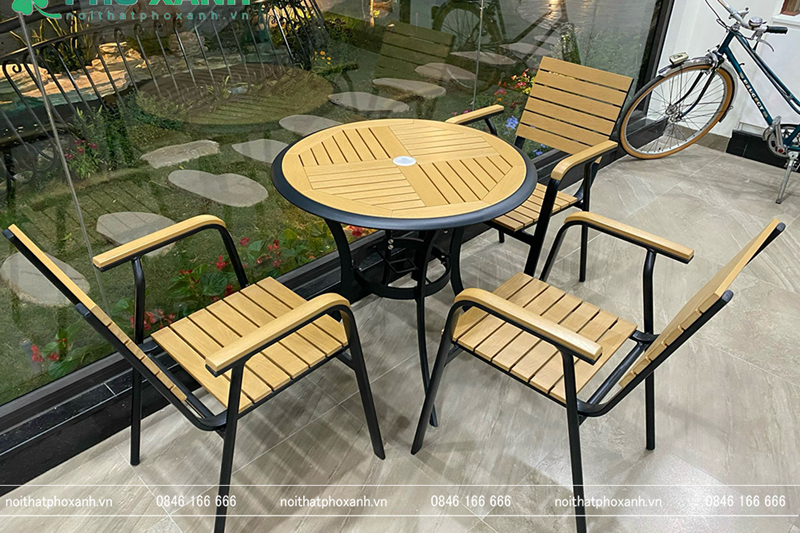 Bộ b&agrave;n ghế nan nhựa Composite nh&agrave; h&agrave;ng qu&aacute;n cafe BCP-80NGKĐ
