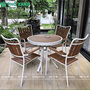 Bộ bàn ghế nhà hàng, cafe sân vườn chất liệu Composite nan màu vàng BCP-80NGKT
