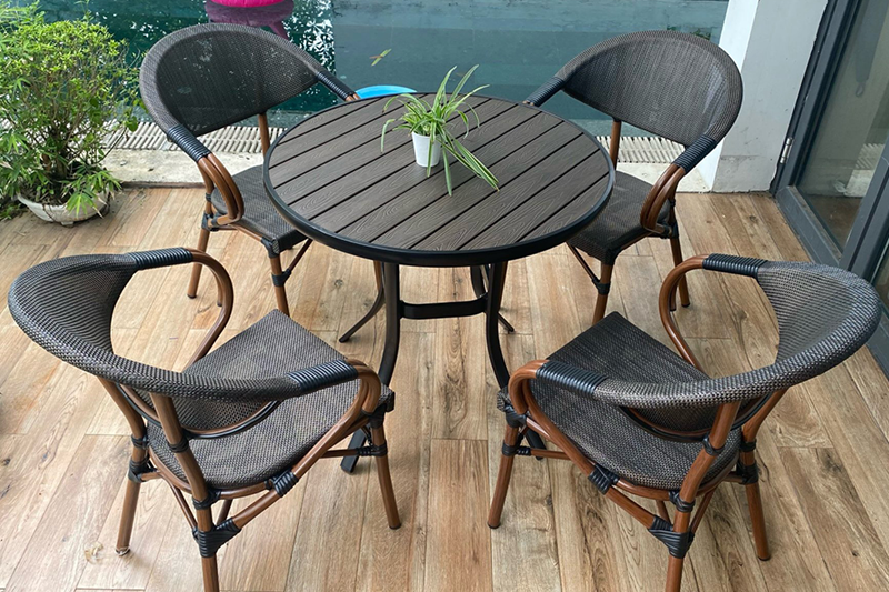 Bộ b&agrave;n ghế nhựa Composite nh&agrave; h&agrave;ng,s&acirc;n vườn BCP-80NXKD