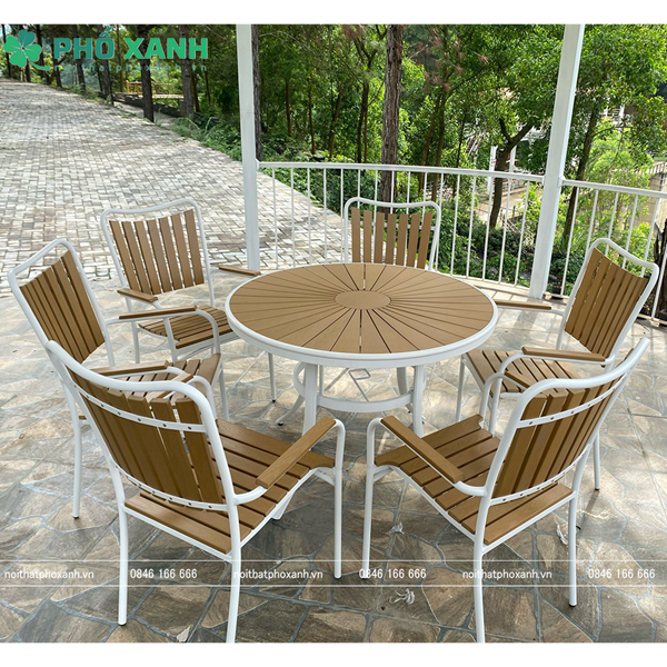 Bộ bàn ghế nhựa Composite nhà hàng sân vườn BCP-105NGKT