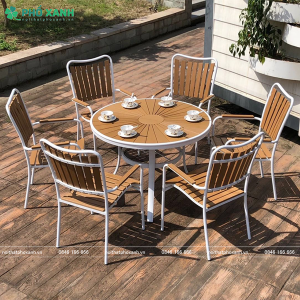 Bộ bàn ghế nhựa Composite nhà hàng sân vườn BCP-105NGKT