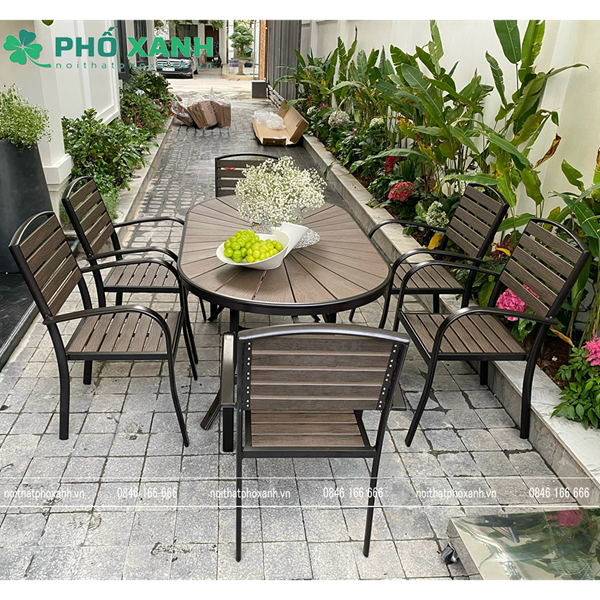 Bộ bàn ghế nhựa Composite nhà hàng sân vườn BCP-15090NXKD