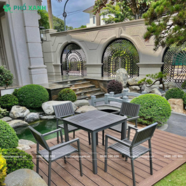 Bộ bàn ghế nhựa Composite (Polywood) nhà hàng quán cafe BCP-8080CRNXKX