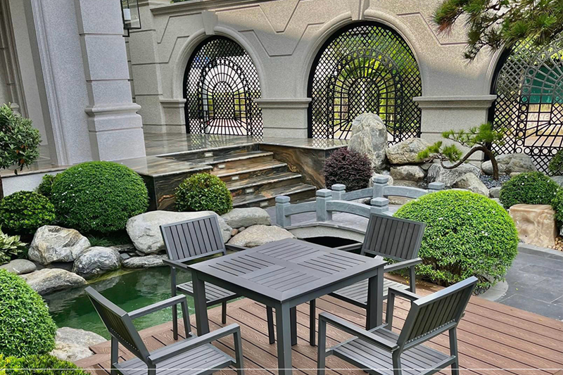 Bộ b&agrave;n ghế nhựa Composite (Polywood) nh&agrave; h&agrave;ng qu&aacute;n cafe BCP-8080CRNXKX