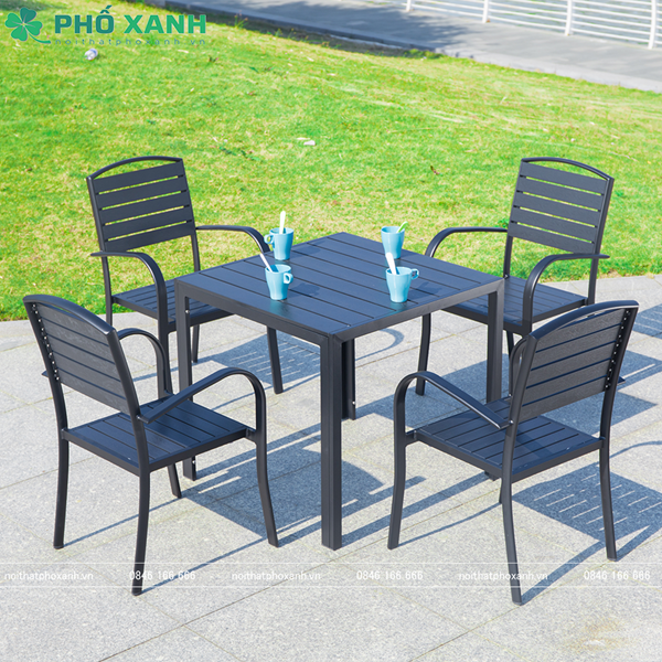 Bộ bàn ghế Composite (Polywood) nhà hàng quán cafe BCP-8080NDKD