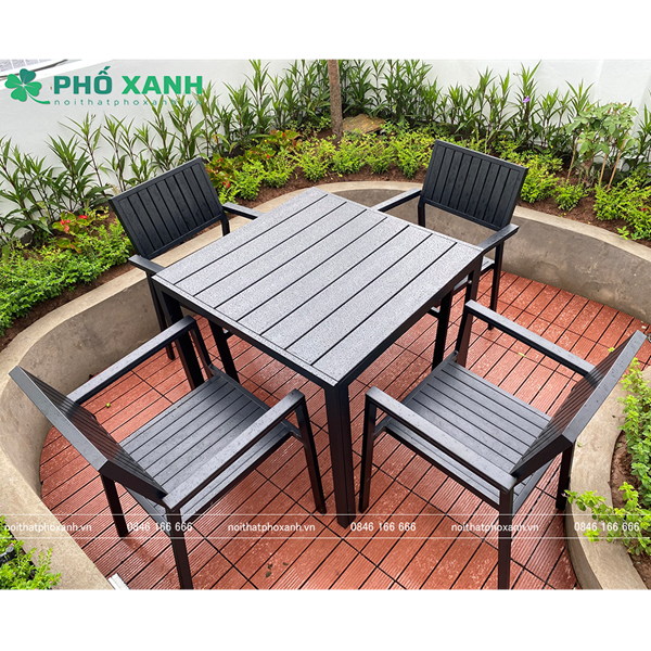 Bộ bàn ghế Composite (Polywood) nhà hàng quán cafe BCP-8080NDKD
