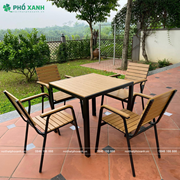Bộ bàn ghế nhà hàng, cafe sân vườn chất liệu Composite (Polywood) BCP-8080NGKD