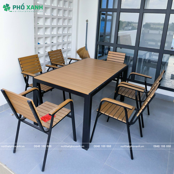 Mua Bộ bàn ghế nan nhựa Composite nhà hàng quán cafe BCP-15090 Đen