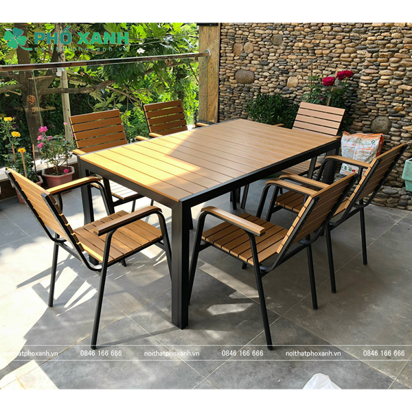 Mua Bộ bàn ghế nan nhựa Composite nhà hàng quán cafe BCP-15090 Đen