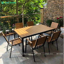 Mua Bộ bàn ghế nan nhựa Composite nhà hàng quán cafe BCP-15090 Đen