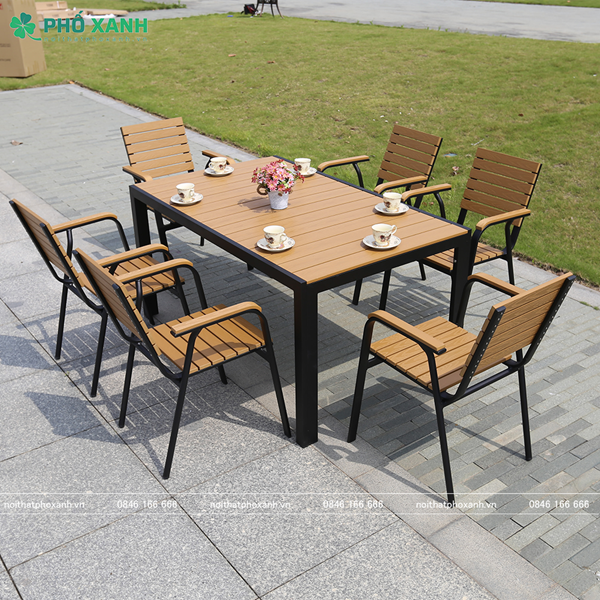 Mua Bộ bàn ghế nan nhựa Composite nhà hàng quán cafe BCP-15090 Đen