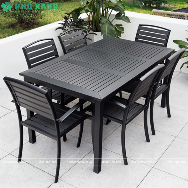 Bộ bàn ghế nan nhựa Composite nhà hàng quán cafe BCP-16090NDKD