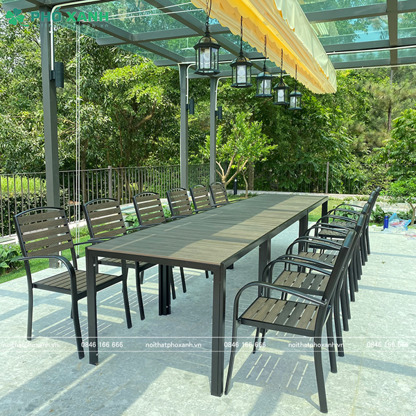 Bộ bàn ghế nhựa Composite nhà hàng, sân vườn BCP-15080NXKD