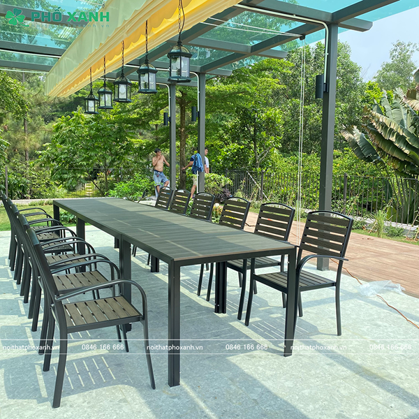 Bộ bàn ghế nhựa Composite nhà hàng, sân vườn BCP-15080NXKD