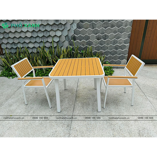 Bộ bàn ghế nhà hàng, cafe sân vườn chất liệu Composite (Polywood) BCP-8080NVKT