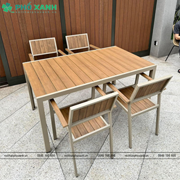 Mua Bộ bàn ghế nan nhựa Composite nhà hàng quán cafe BCP-15090 Trắng