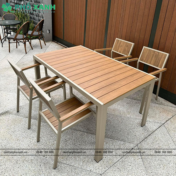 Mua Bộ bàn ghế nan nhựa Composite nhà hàng quán cafe BCP-15090 Trắng