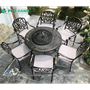 Bộ bàn ghế nhôm đúc tròn kết hợp nướng BBQ sân vườn biệt thự BND-N106D