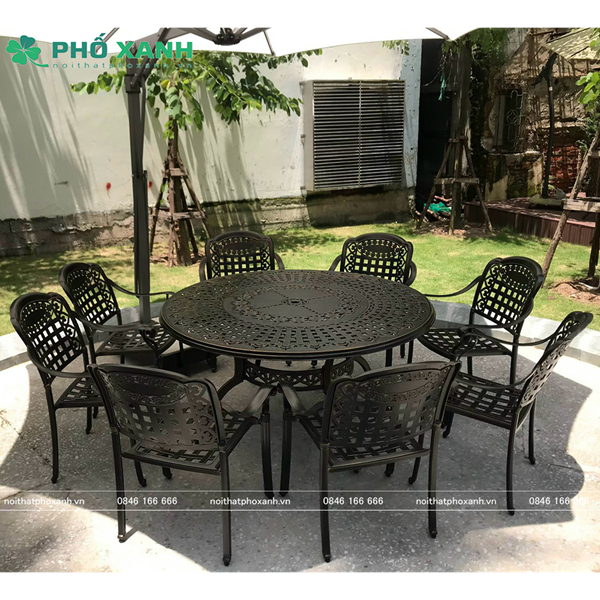 Bộ bàn ghế  sân vườn nhôm đúc BND-150D dành cho khôn gian rộng