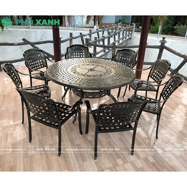 Bộ bàn ghế  sân vườn nhôm đúc BND-150D dành cho khôn gian rộng