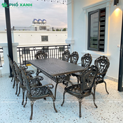 Bộ bàn ghế nhôm đúc sân vườn hình chữ nhật BND-21001100TTD