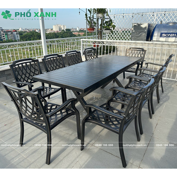 Bộ bàn ghế sân vườn thu gọn thông minh chất liệu nhôm đúc BTG-18090NVD