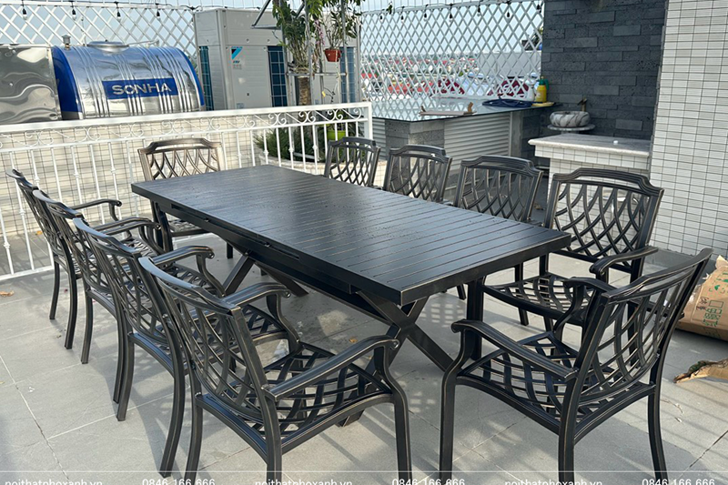 Bộ b&agrave;n ghế nh&ocirc;m đ&uacute;c&nbsp;s&acirc;n vườn BTG-18090NVD