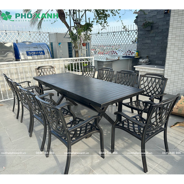 Bộ bàn ghế sân vườn thu gọn thông minh chất liệu nhôm đúc BTG-18090NVD