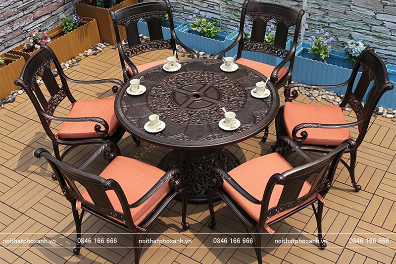 Bộ B&agrave;n Ghế Hợp Kim Nh&ocirc;m Đ&uacute;c Cao Cấp