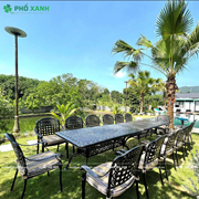 Bộ bàn ghế nhôm đúc hình chữ nhật kết hợp 6 đến 8 ghế BND-17090D