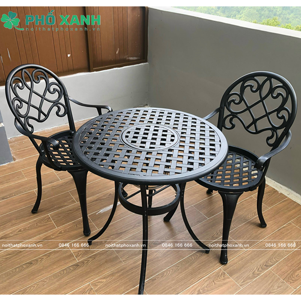 Bộ bàn ghế nhôm đúc nhỏ kết hợp thùng đá ngoài trời sân vườn BND-D70TDD