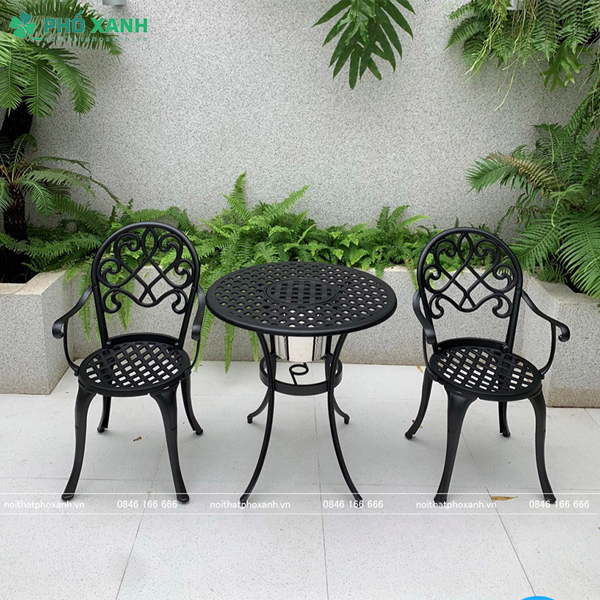Bộ bàn ghế nhôm đúc nhỏ kết hợp thùng đá ngoài trời sân vườn BND-D70TDD